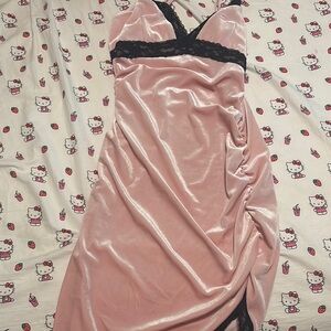 Elegant Pink Lace Trim dress